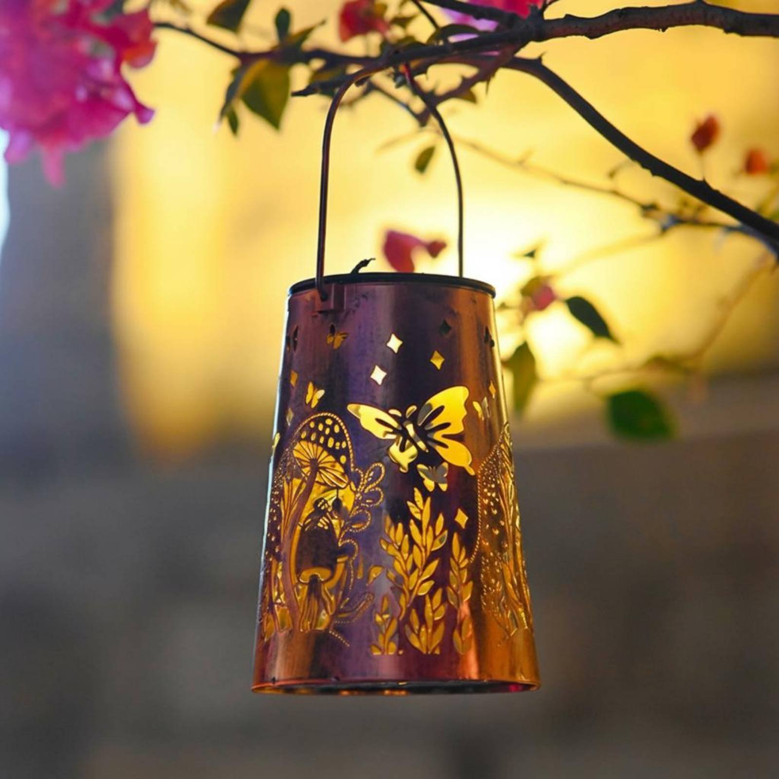 Solar Garden Light - Floral Garden Lantern Pattern Garden Luminary