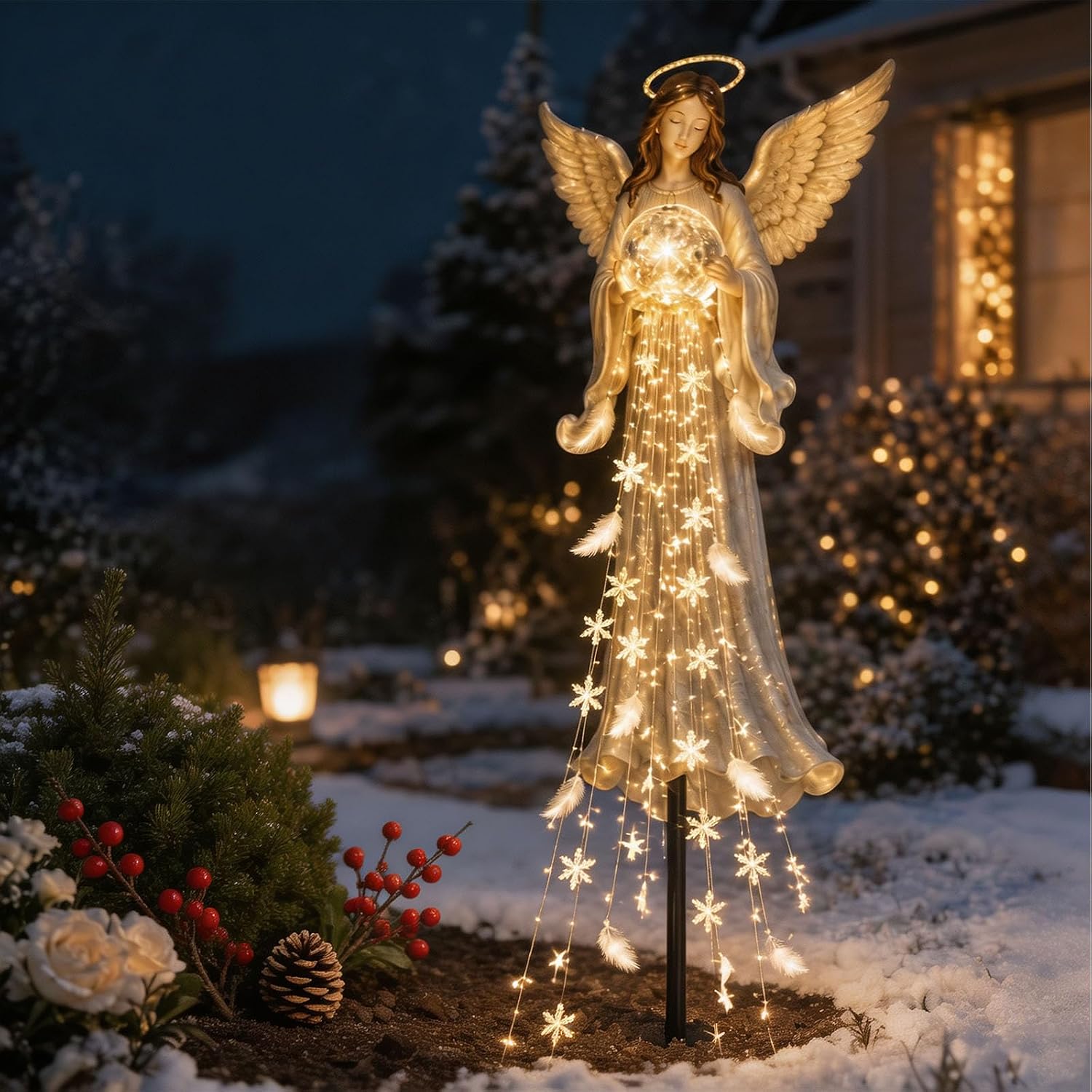 Solar Garden Light - Angel Blessing Fountain, Solar Cascading Angel