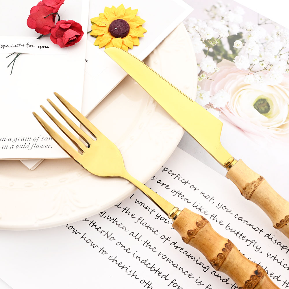 Drmfiy Gold Dinner Fork Cutler - огляд і ціна Bamboo Cutlery