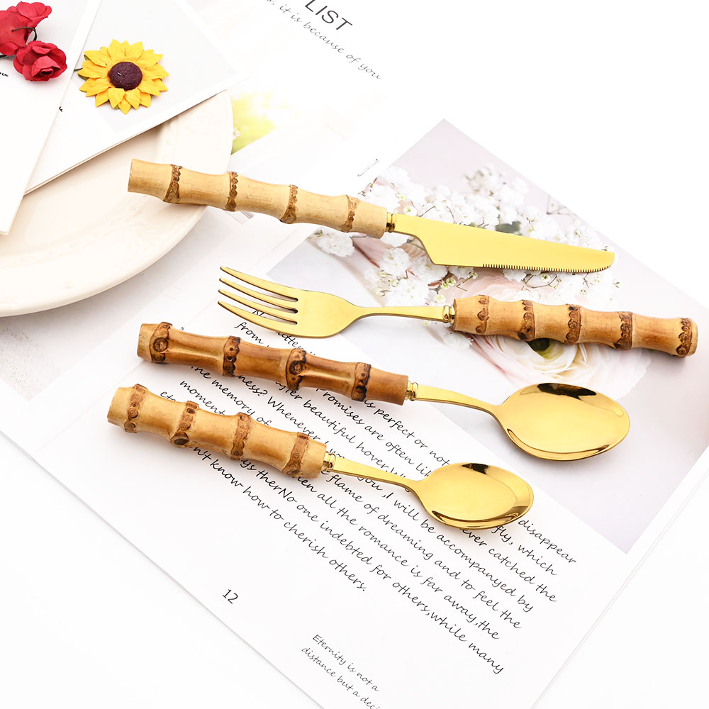 Drmfiy Gold Dinner Fork Cutler - огляд і ціна Bamboo Cutlery
