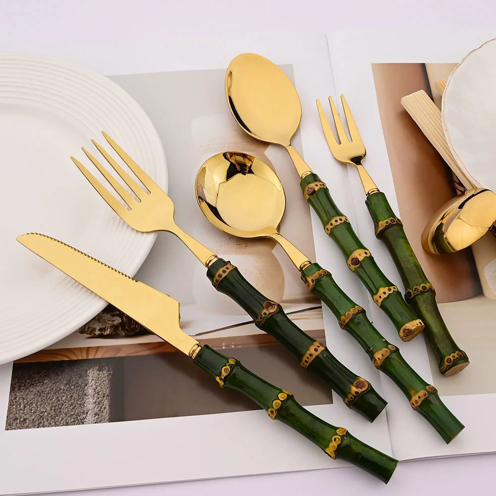 6/16/20/24/30Pcs Green Bamboo  - огляд і ціна Bamboo Cutlery