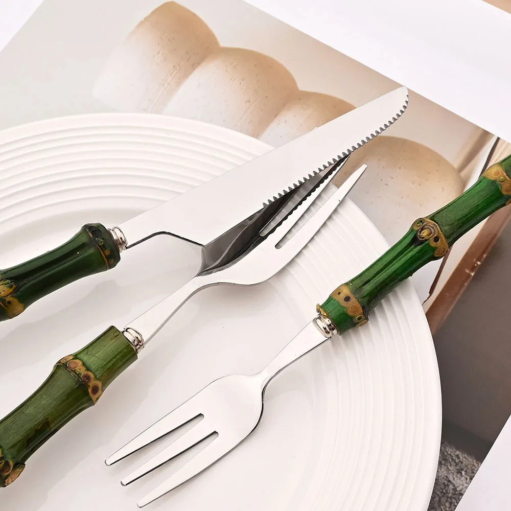 6/16/20/24/30Pcs Green Bamboo  - огляд і ціна Bamboo Cutlery