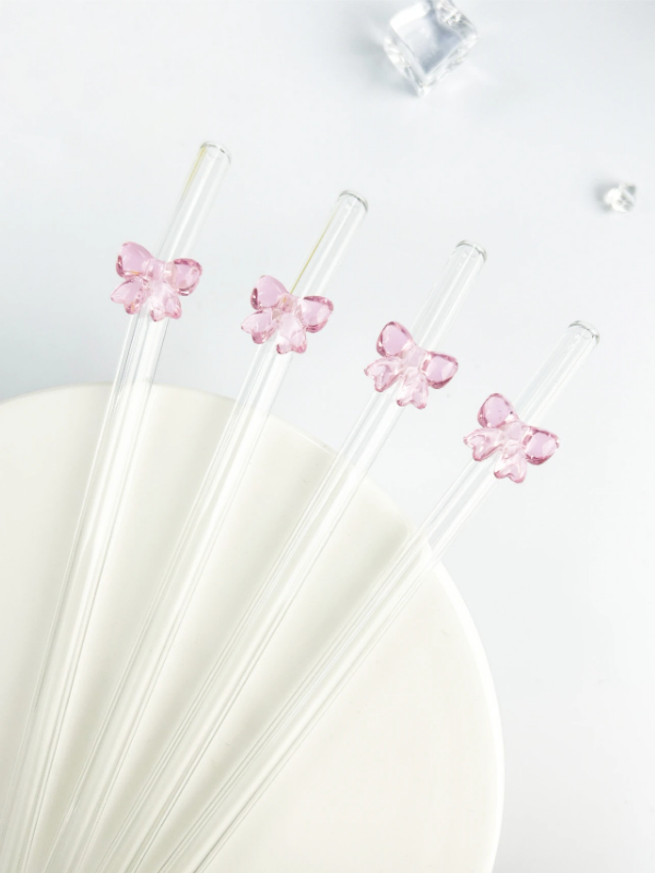1/6PCS Cute Cartoon Pink Bowkn - огляд і ціна Reusable Straw