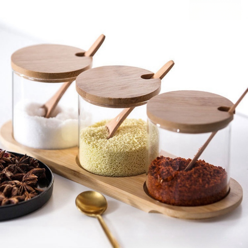 3Pcs Condiment Jars Set Clear  - огляд і ціна Bamboo Cutlery