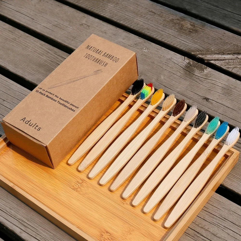 10PCS Colorful Toothbrush Natu - огляд і ціна Bamboo Toothbrush