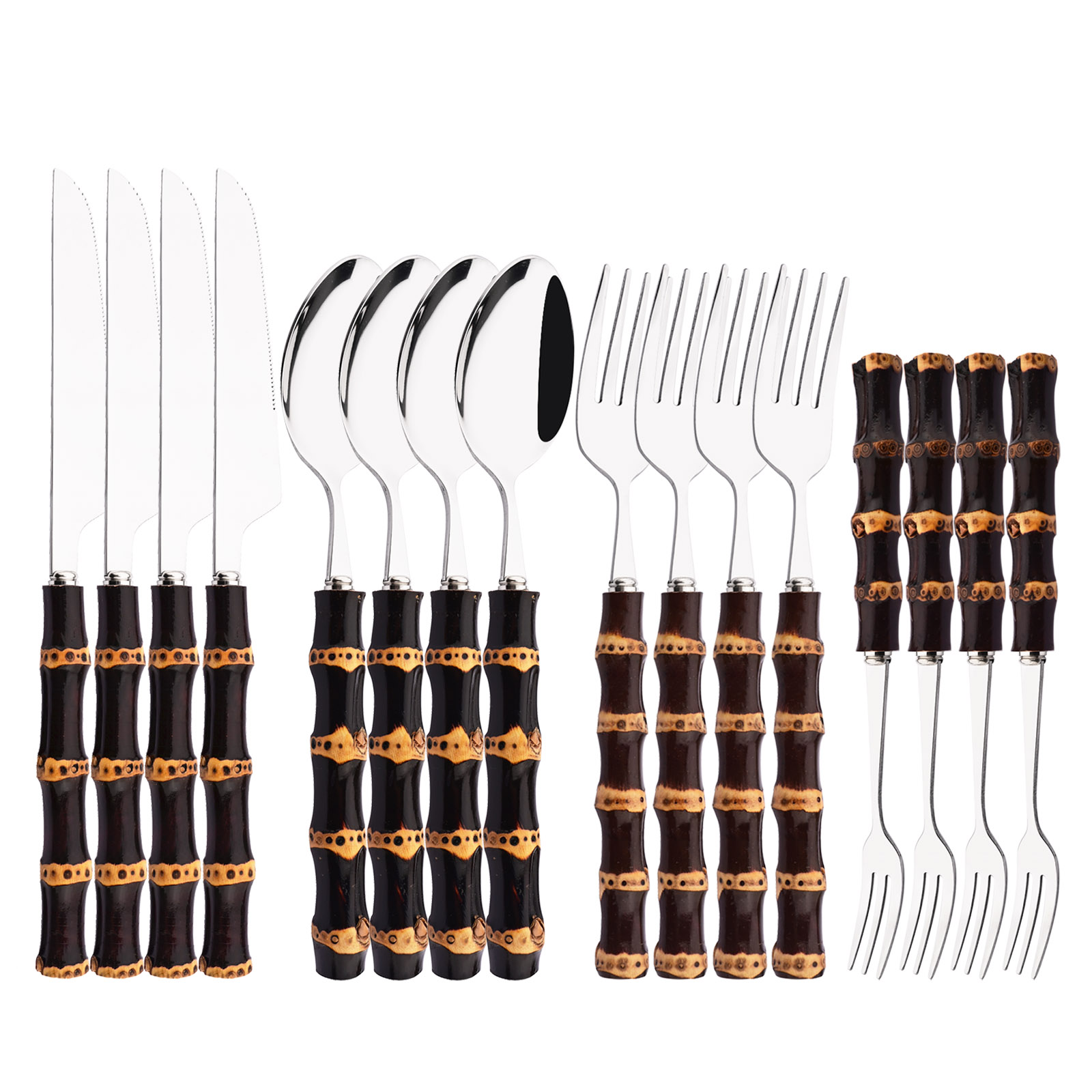 16Pcs Bamboo Tableware Set Sta - огляд і ціна Bamboo Cutlery