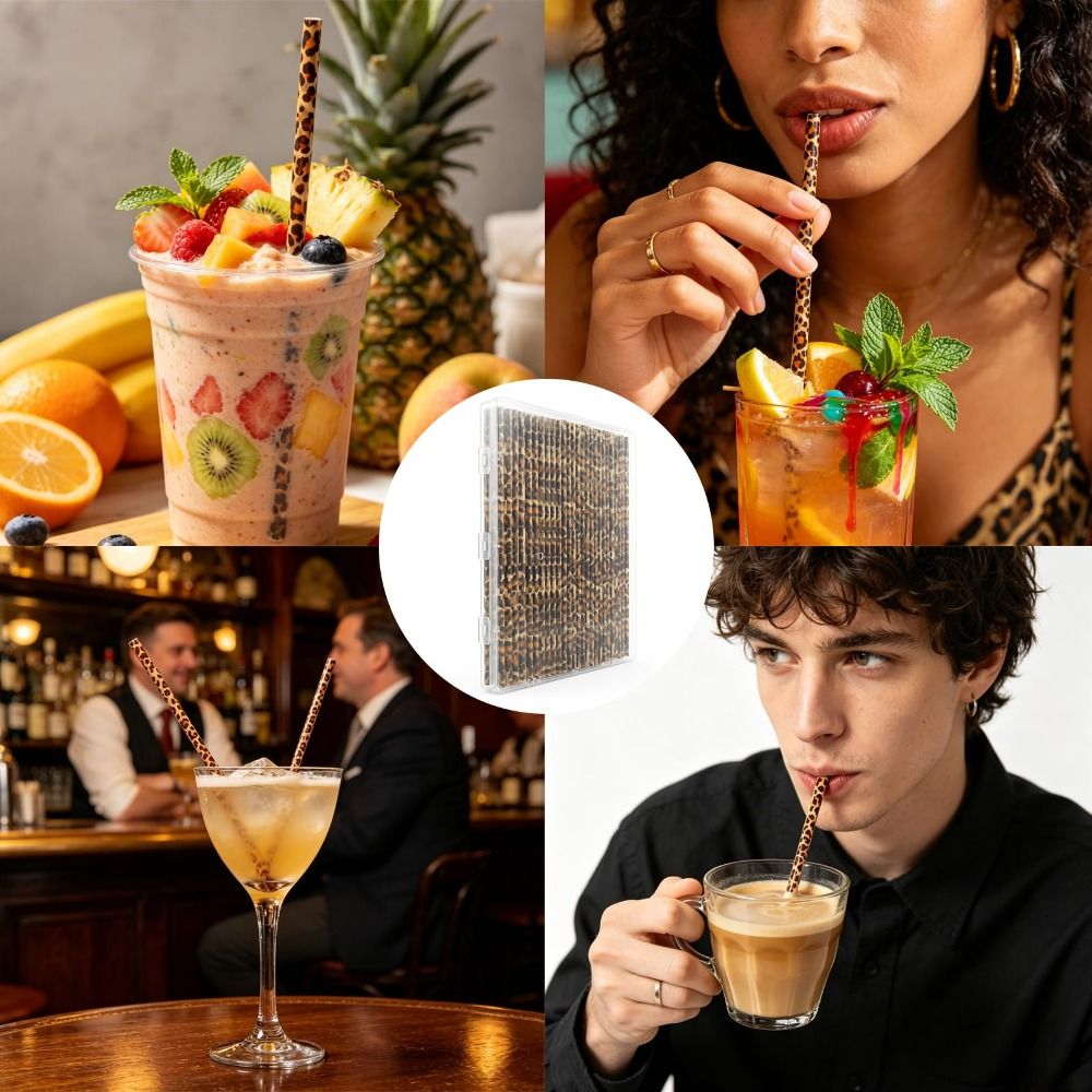 Trendy Leopard Print Drinking  - огляд і ціна Reusable Straw