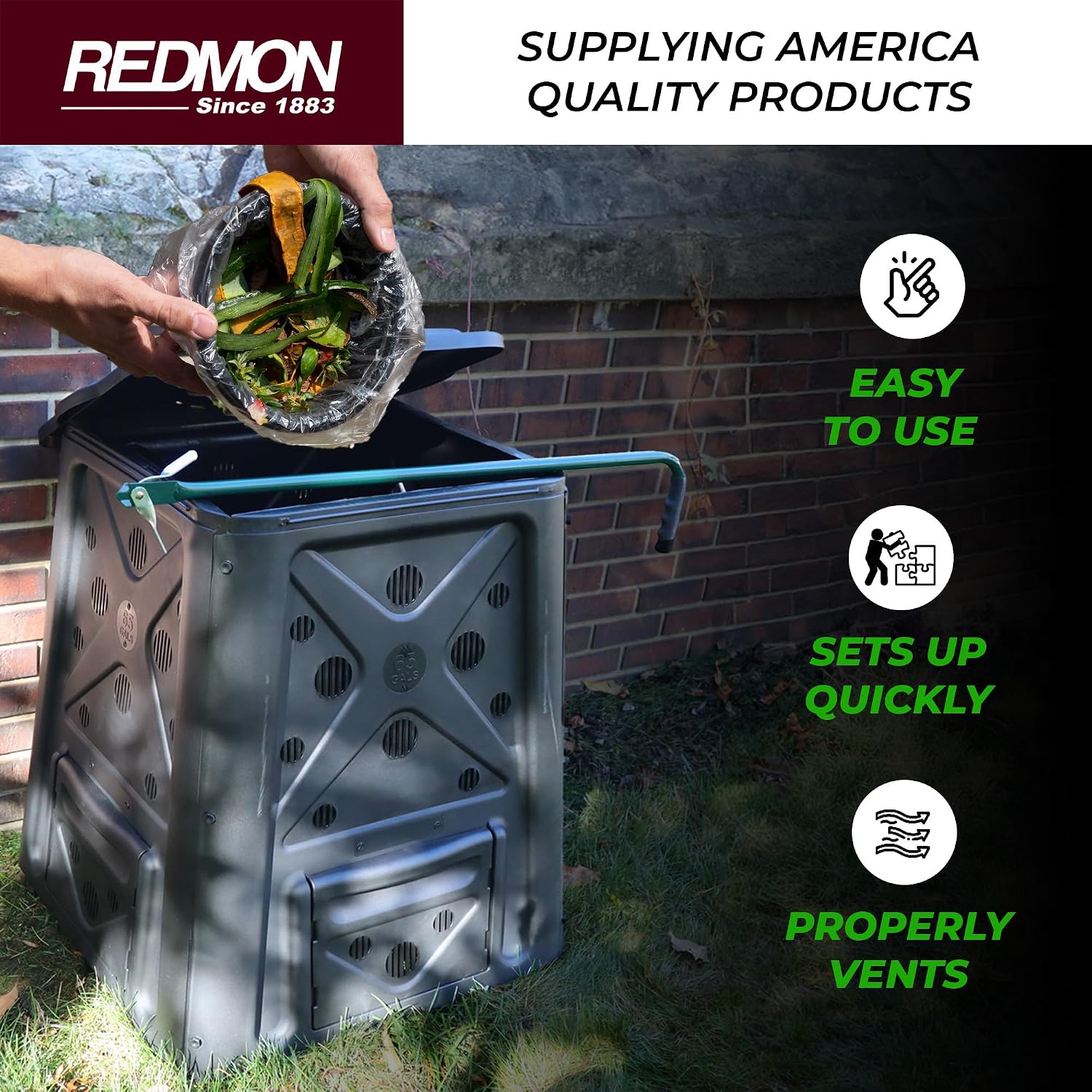 Redmon Outdoor Compost Bin wit - огляд і ціна Compost Bin