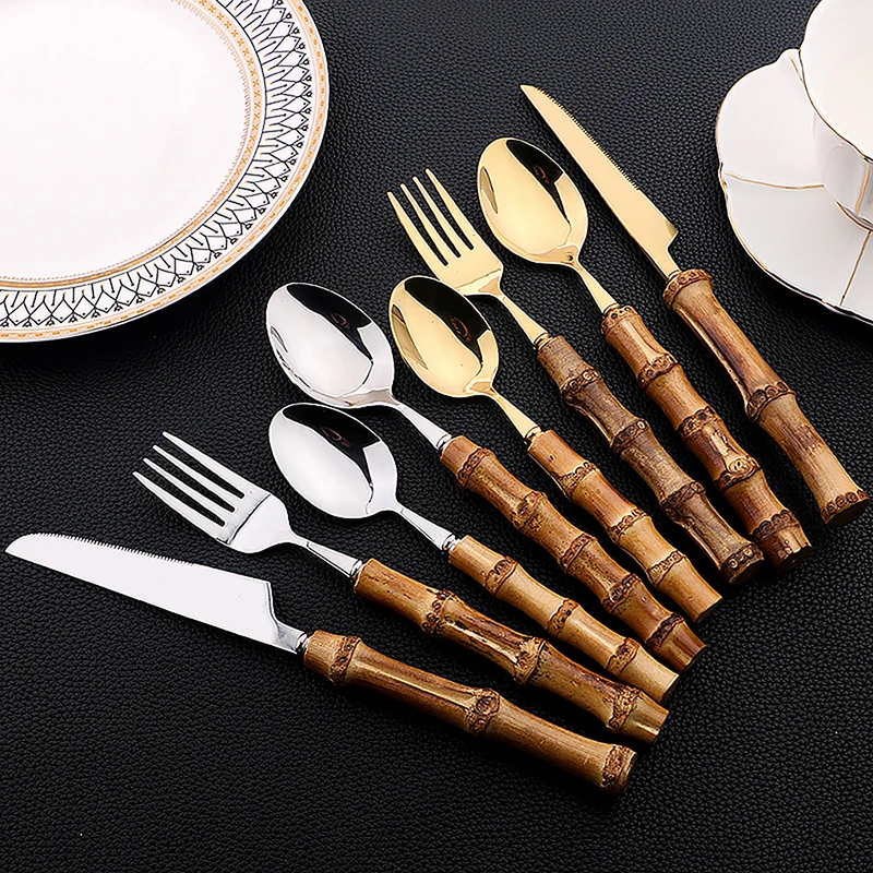 24Pcs Stainless Steel Flatware - огляд і ціна Bamboo Cutlery